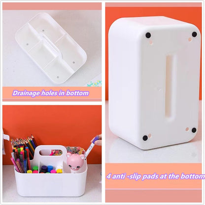 (2 Pack Plastic Shower Caddy Portable, Portable Basket with Handle Storage Organizer, Stackable 5 Compartments, 9.76" X 6" X 6.7", White8