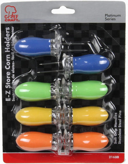 Classic EZ Store Jumbo Corn Holders, 8 Piece Set, Yellow/Green/Blue/Orange2