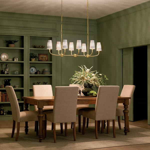 Adeena 8-Light Linear Chandelier Light, Brushed Natural Brass12