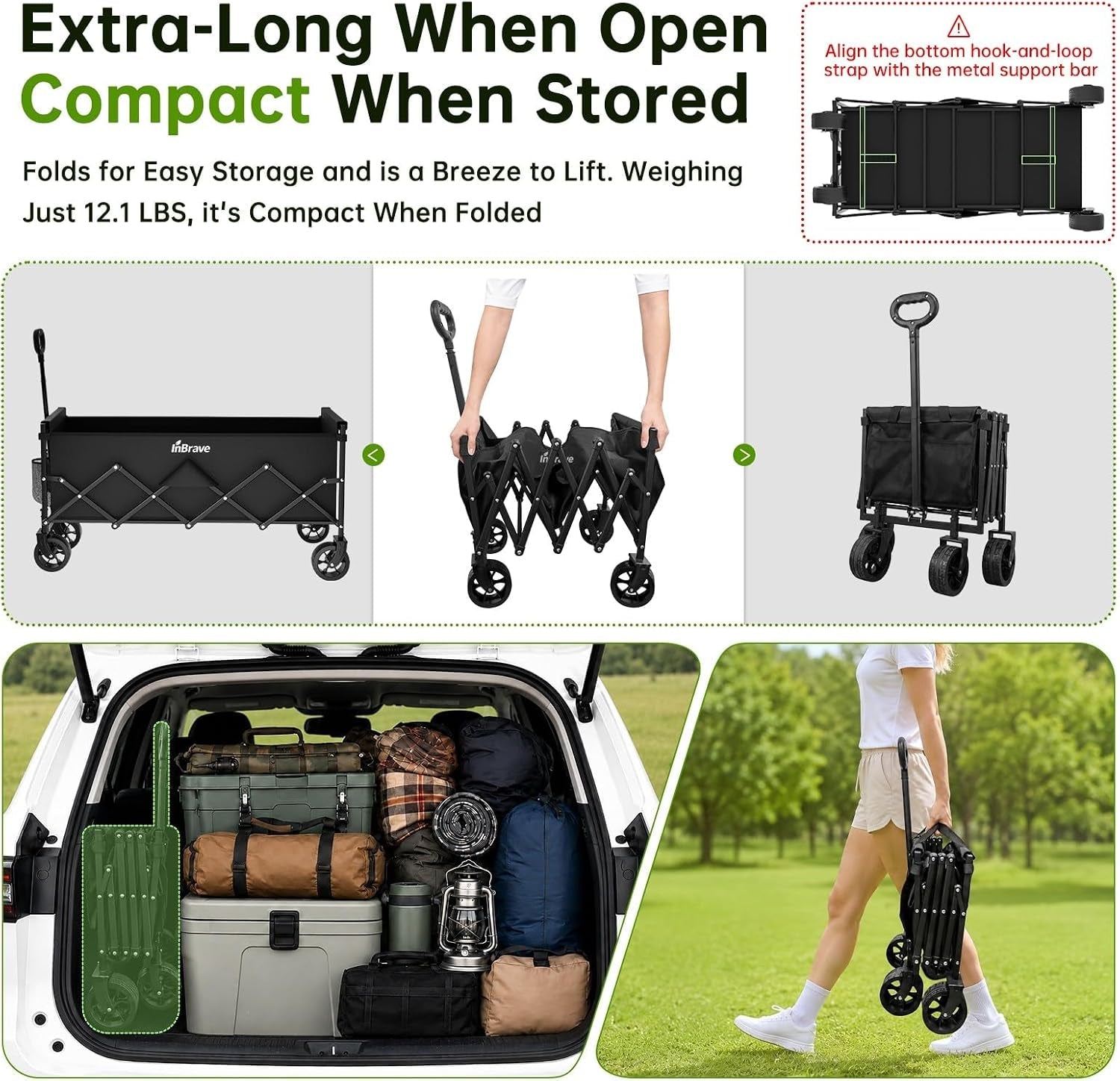 34-extra-long-collapsible-wagon-cart-360lbs-capacity-black