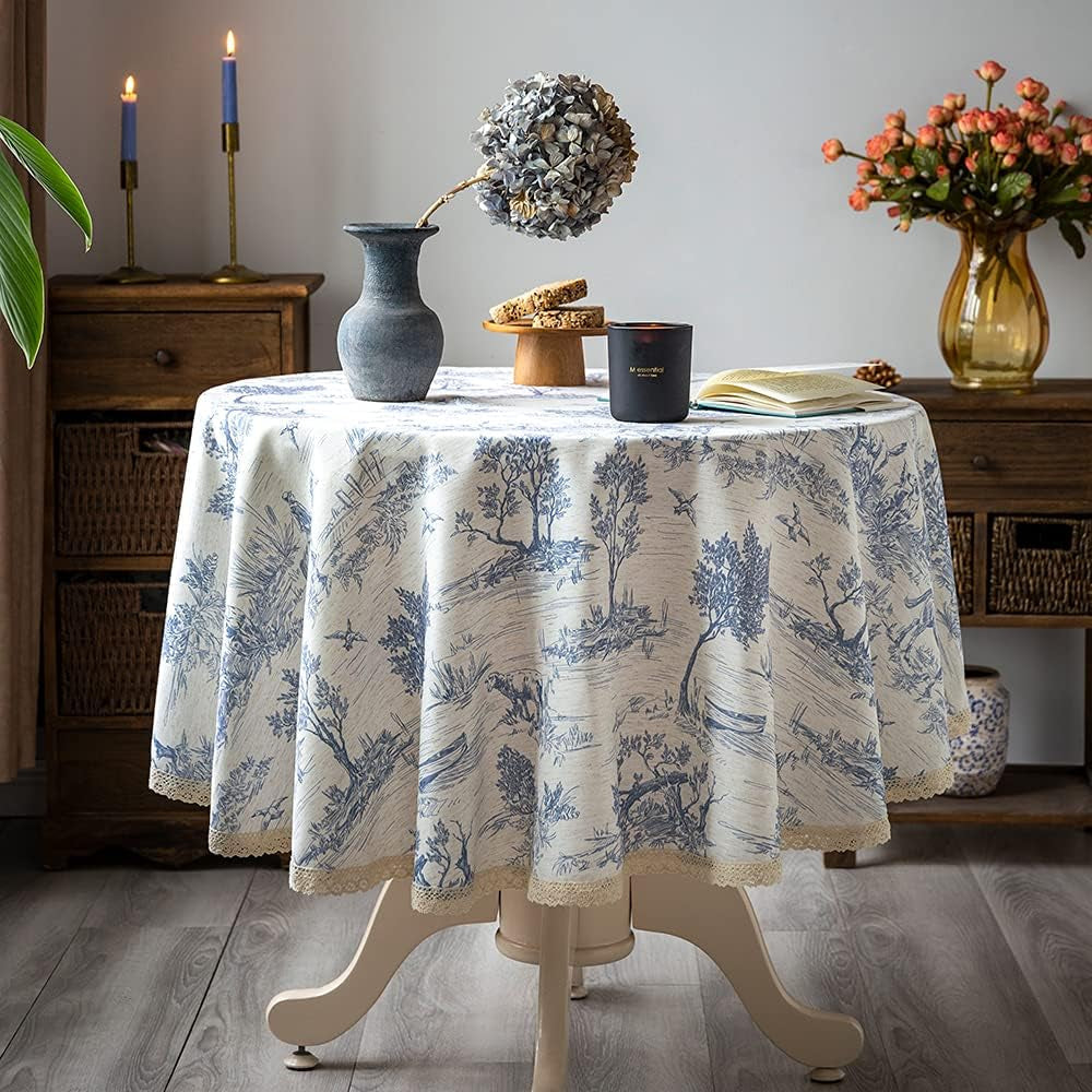 rustic-tablecloth-classic-french-village-printed-linen-fabric-table-cover-farmhouse-decoration-90-inches-round-blue-for-kitchen-dining