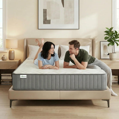 Serene 12 Inch Queen Hybrid Mattress, Premium Cooling Gel Memory Foam & Pocketed Coils for Spine Alignment & Pressure Relief, Medium Firm Feel, Fiberglass-Free, Certipur-Us Certified, Made in USA2