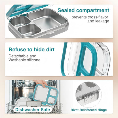 Stainless Steel Bento Lunch Box, Blue, 3.3Cups6