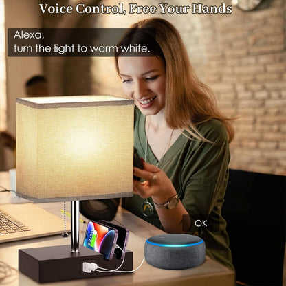 Smart RGB Dimmable Table Lamp Compatible with Alexa&App&Remote Control, Gray2