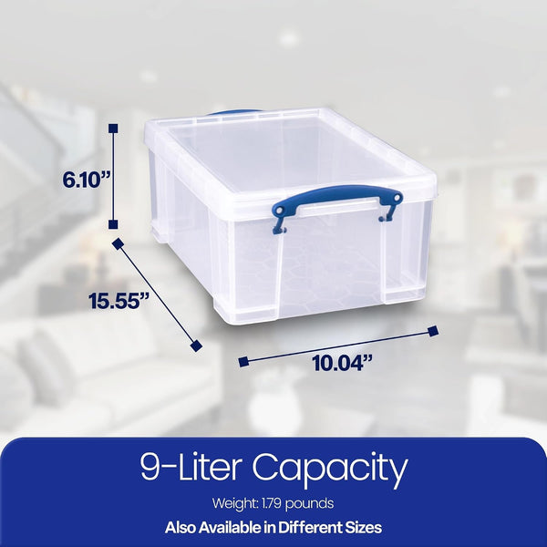 9L Stackable Plastic Storage Containers, Clear, 2-Pack3