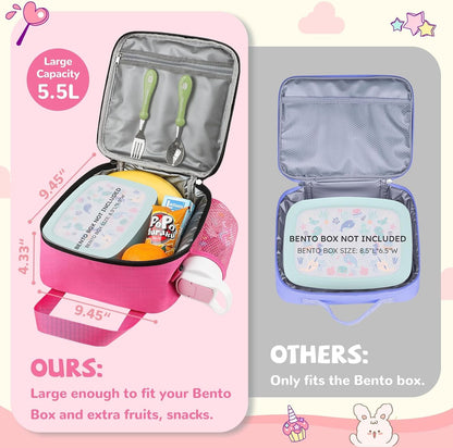 Lunch Box Kids, Large Insulated Lunch Bag for Girls, Rose Red2