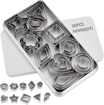 30PCS Mini Cookie Cutters Shapes Set with Box for Kids | Small Stainless Steel Star Triangle Cookie Cutter Variety Pack for Fruit, DIY Baking, Tiny Polymer Clay, Holidays & Daily Use1