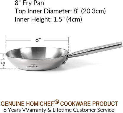 Mirror Polished NICKEL FREE 8-Inch Fry Pan Stainless Steel (No Toxic Non Stick Coating) - Skillet Pan Flat Bottom Fry Pans - Omelette Pan Egg Pan - Induction Cookware Frying Pan6