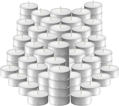 Tea Light Candles – Set of 100 Unscented Tea Lights – Burns Aprx. 4 Hours – Party & Ambience Candles – Restaurant Decorations1