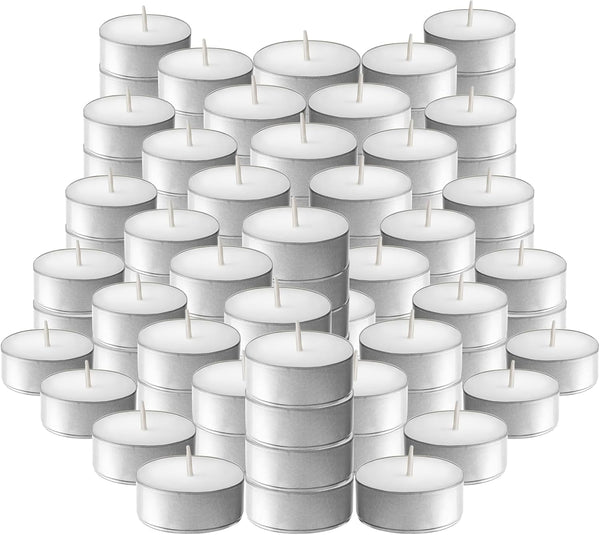 Tea Light Candles – Set of 100 Unscented Tea Lights – Burns Aprx. 4 Hours – Party & Ambience Candles – Restaurant Decorations1