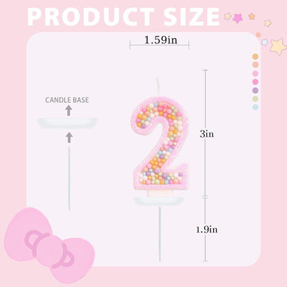 Pastel Macaron Number 2 Candle, 2Nd Birthday Decorations for Girl2