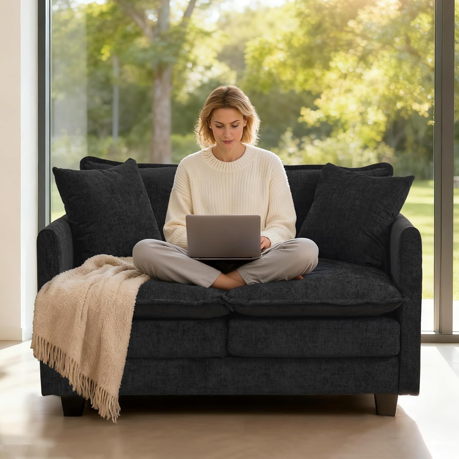 50-loveseat-sofa-cloud-sofa-couch-modern-loveseats-2-seat-couch-27-deep-seat-with-2-pillows-for-small-spaces-apartment-studio-office-bedroom-living-room-black