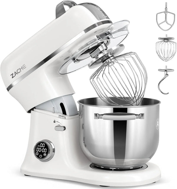 7 Quart Stand Mixer Aluminum Die Casting, 650W 12 Speed Tilt-Head Kitchen Electric Stand Mixer, Household Food Mixer with Stainless Steel Bowl, Dough Hook, Whisk and Beater (Porcelain)1