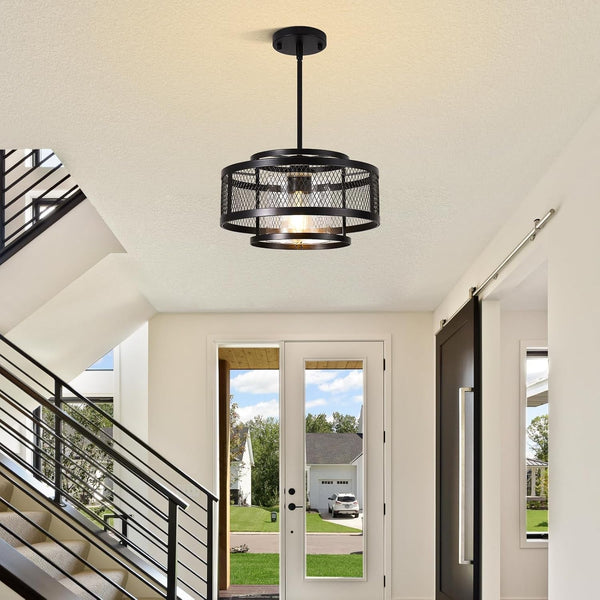 13" Dining Room Light Fixture/Chandelier over Table, No Assembly Required Modern Black Pendant Light Fixtures, Industrial Hanging Pendant Lights Fixture for Kitchen Island Dining Room Hallway Entryway8