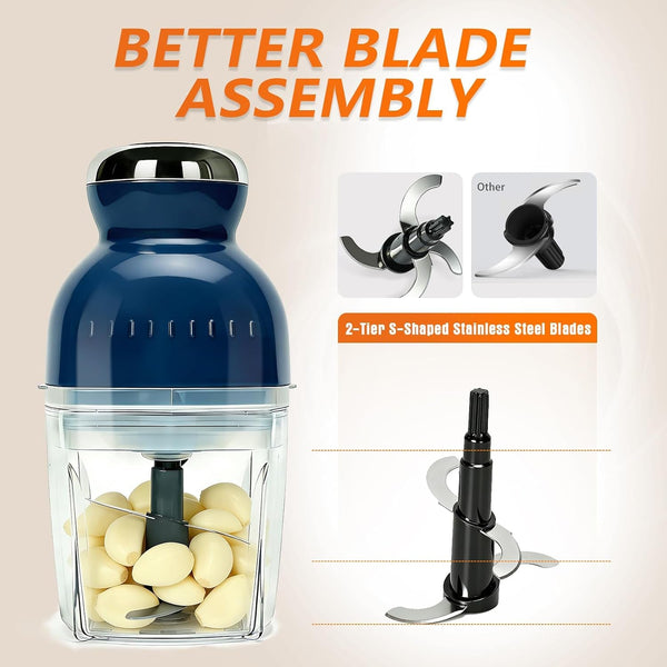 Electric Garlic Mincer & Onion Chopper, 17Oz Mini Food Processor | 250W Motor, One-Touch Control, Stainless Steel S-Blades, Chops, Minces, Grinds, Whisks5