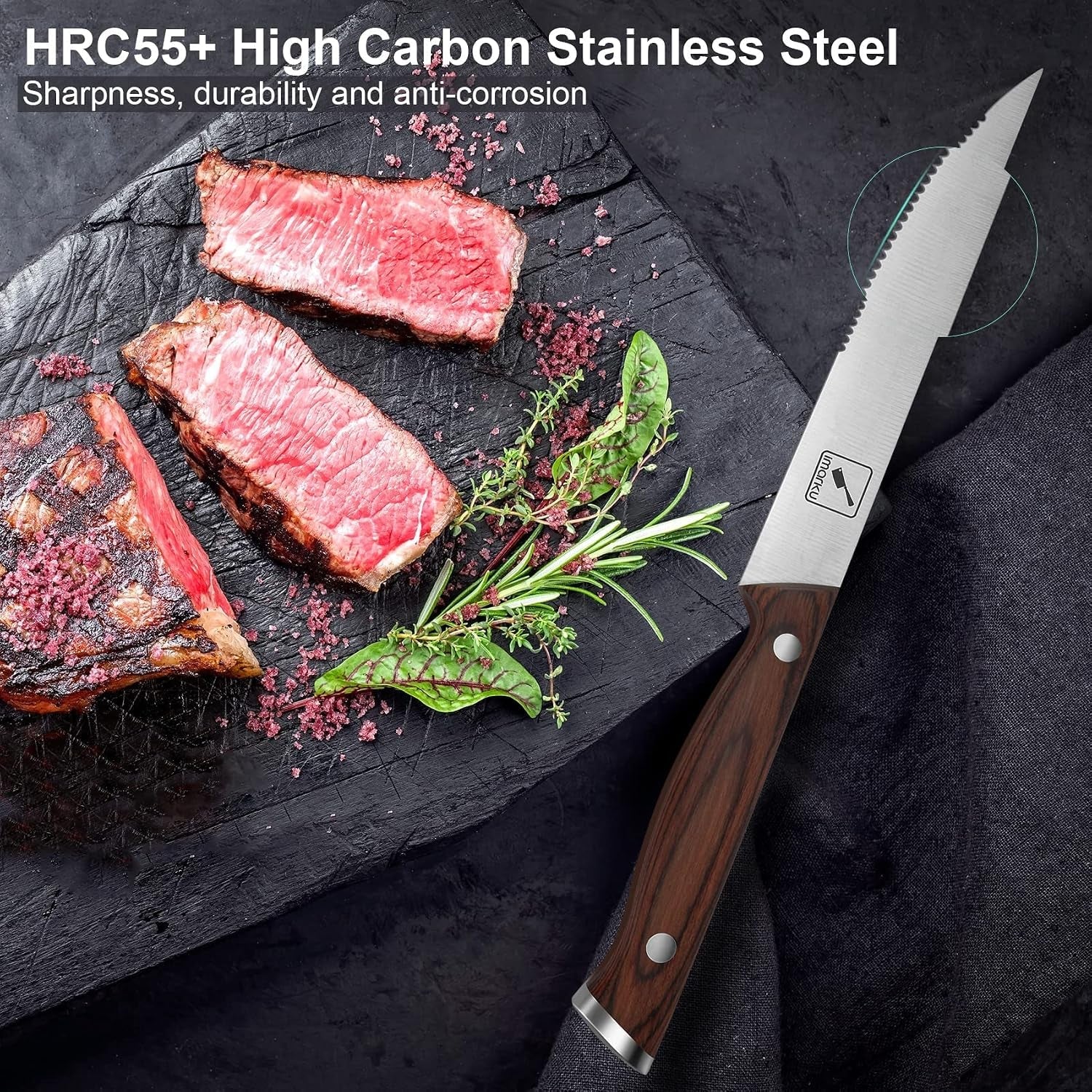 9-steak-knife-set-of-6-for-6-guests-complements-any-table-japanese-high-carbon-stainless-steel-serrated-edge-glides-through-steak-no-sharpening-wooden-handle