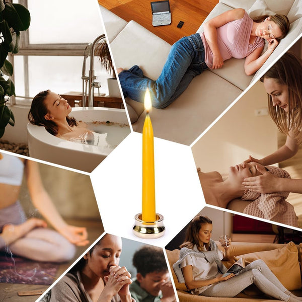 20-Minute Beeswax Meditation Candles, 20-Count with Brass Holder7