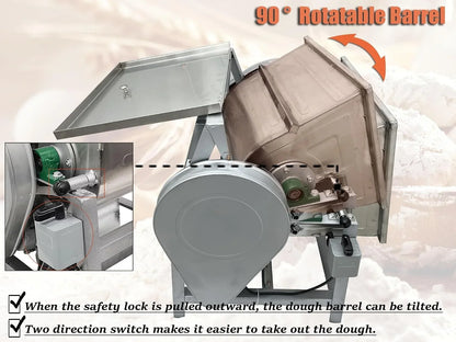 Commercial 15KG Dough Mixer Machine Electric Flour Mixer with 90 Degree Tilt Bowl for Dough Mixing Kneading Capacity 30QT 1500W6