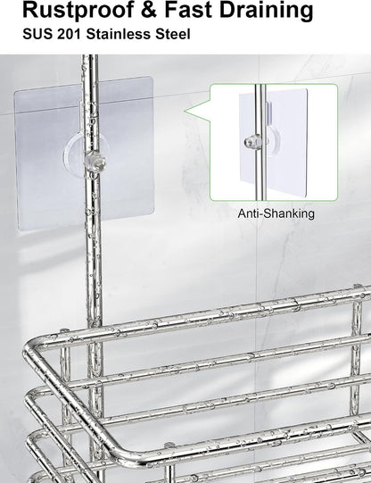 Hanging Shower Head Caddy, Shower Shelf Organizer, Silver4