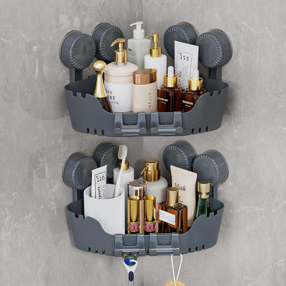 2 Pack Corner Shower Caddy with 4 Suction Cups, Pearl Gray1