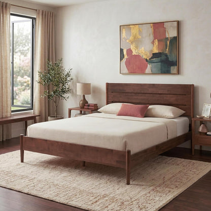 Apollo Solid Wood Platform Bed Full, Headboard, Mahogany3