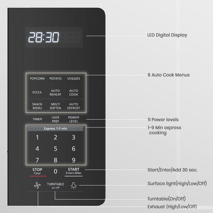 30 Inch over the Range Microwave, 1.9 Cu.Ft, 11 Power Levels | 1000W, 400 CFM Fan, One-Touch Cooking, Two-Stage Cooking, over Range Microwave Stainless Steel9