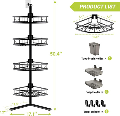 Standing Shower Caddy Corner - Rustproof Bathroom Shower Stand Shelf9