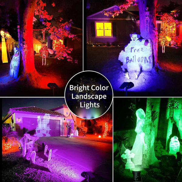 Halloween Solar Spot Lights Outdoor Ideal Xmas Decor for Landscape-Rgb-2P2
