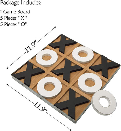 12X12 Inch Large Tic Tac Toe Wood Board Game Classic Coffee Table Decor Decorative Wooden Travel Game for Family7
