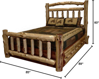 '-King Size Platform Bed-Red Cedar Log- Amish Made with Double Top Rail and Footboard2