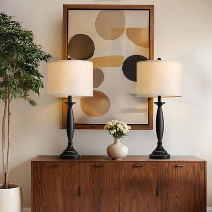 28" Modern Table Lamps Set of 2 for Living Room Bedroom, USB Ports3