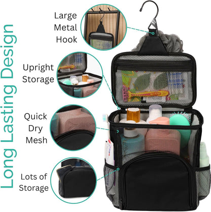 Original Portable Shower Caddy for College Dorms - Foldable Mesh Tote - Dorm Room Essentials - Durable Hanging Travel Shower Bag - Perfect for College Students, Men, Women (Black)4