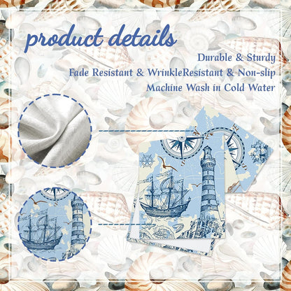 Coastal Nautical Table Runner, Teal Blue, 13" X 71", Nautical | Linen Farmhouse, Coffee Table Runner, Kitchen Dinner, Ocean Nautical Decor4