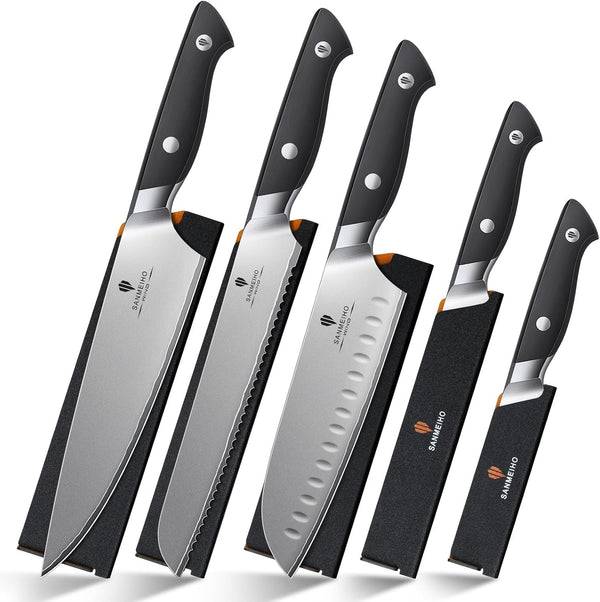 10 PCS Japanese Kitchen Knife Set, Dishwasher Safe | 5 Layers High Carbon 9Cr18Mov Stainless Steel, Ultra-Sharp Professional Chef Cooking Knife with Knife Sheath1