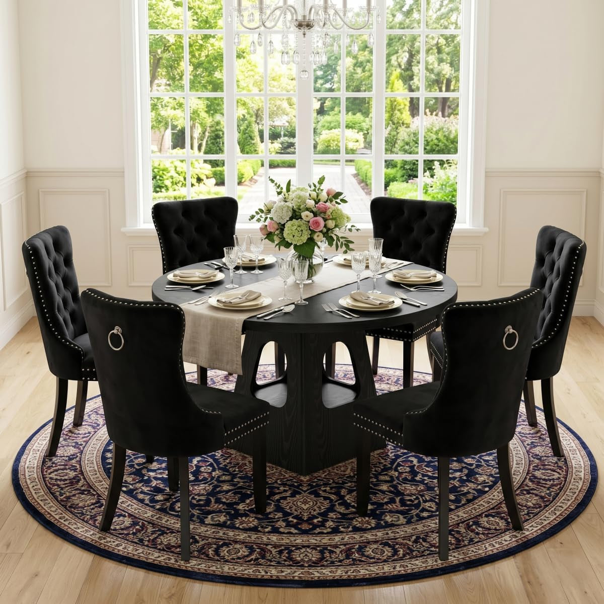 47-black-round-dining-table-set-for-6-round-dining-room-table-set-for-6-with-tufted-nailhead-chairs-arched-pedestal-base-modern-farmhouse-dining-table-set-for-kitchen-entertaining