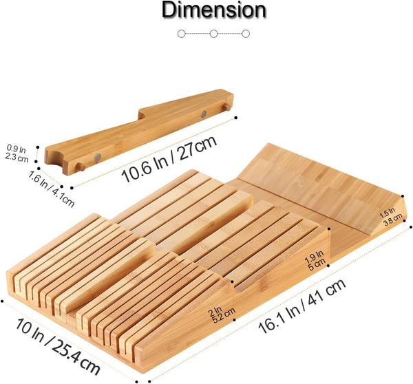 Bamboo In-Drawer Knife Block Set for 16 Knives(Not Included)2