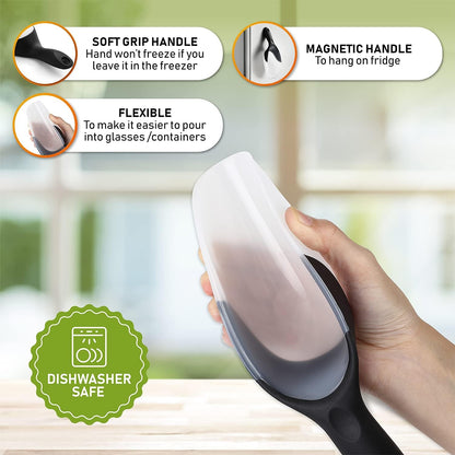 Magnetic Ice Scoop for Freezer, Bpa-Free Food Scooper, Black | Flexi-Plastic Popcorn Scoop with Soft Grip Handle - Dishwasher Safe Ice Scooper - Food Scooper for Flour, Grains, Pet Food3