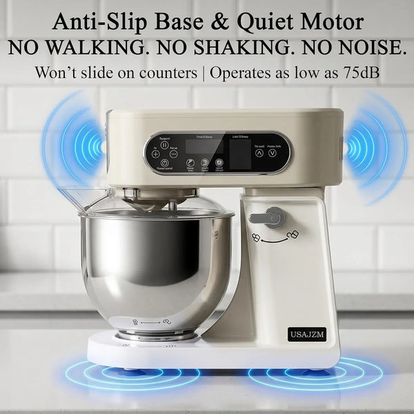 5.3 Qt Tilt-Head Stand Mixer, 9-Speed Electric Food Mixer | 9-Speed Control, Stainless Steel Bowl, Dough Hook Whisk Flat Beater, Splash Guard, Easy Clean, for Home Baking, Almond Cream6