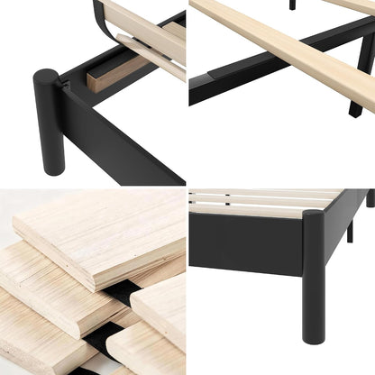 Full Size Modern Minimalist Wood Platform Bed Frame, Black6