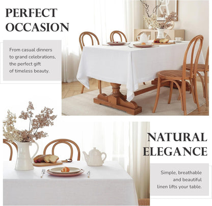 100% Pure French Linen Tablecloth(White, Square-55X55 Inch)6