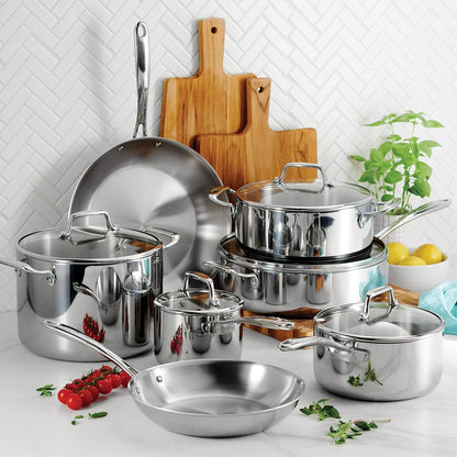 Boston Tri-Ply Clad Stainless Steel 12-Pc Pots and Pans Set | Cookware Kitchen Set with Glass Lids, Induction-Ready, Dishwasher-Safe, Nsf-Certified2