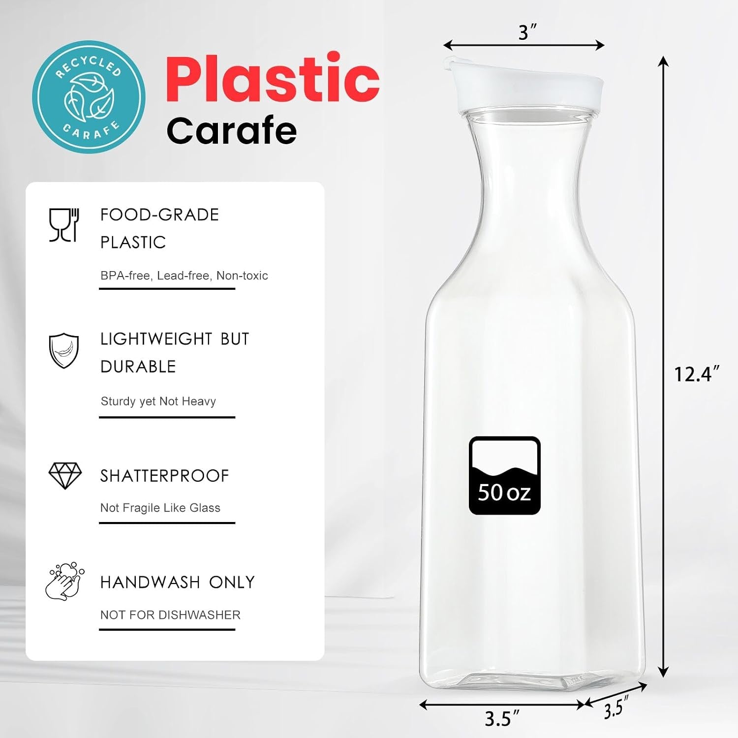 plastic-50-oz-water-carafe-with-flip-top-lid-set-of-2-square-base-juice-containers-clear-plastic-pitcher-for-water-iced-tea-juice-beverage-cold-brew-and-mimosa-bar-hand-wash-only