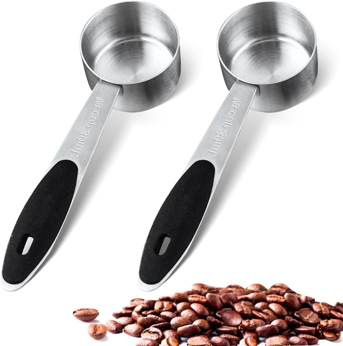 2-pcs-1-8-cup-stainless-steel-measuring-scoops-coffee-measuring-scoop-30ml-small-coffee-scoop-measuring-cup-with-black-silicone-handle-large-capacity-and-comfortable-hand-feeling-tablespoon