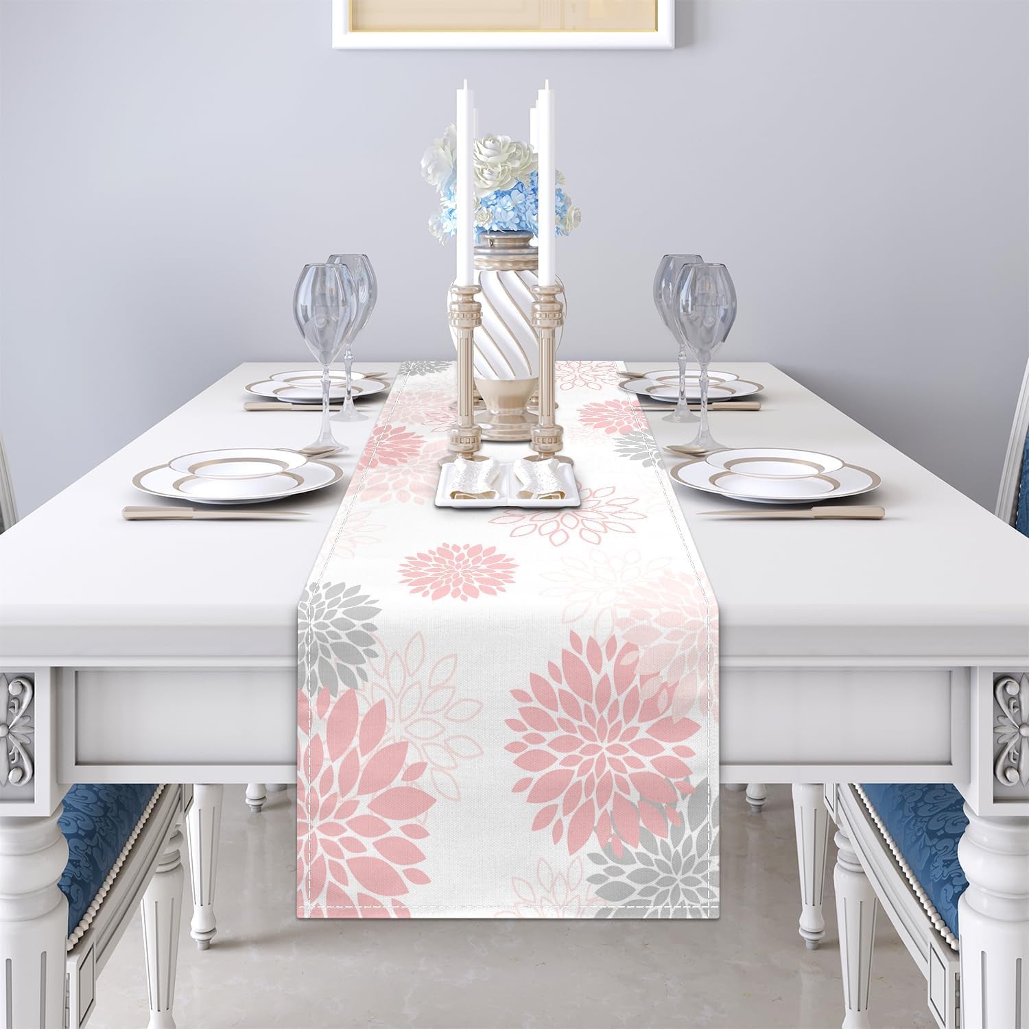 dahlia-flower-table-runner-13x71-inch-farmhouse-pink-gray-runners-modern-table-decorations-rustic-geometric-coffee-table-runner-for-home-kitchen-dining-room-party-13x71-dahlia-floral-pink