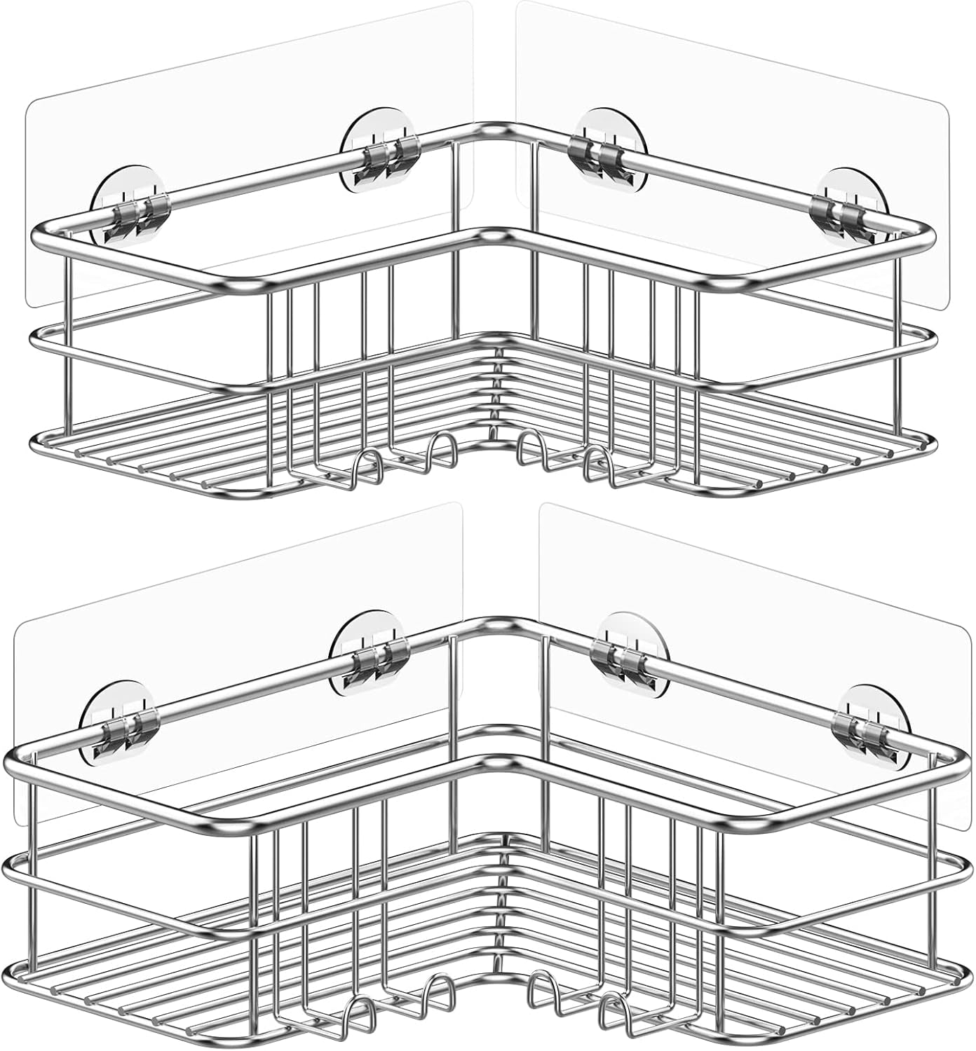 2-pack-corner-shower-caddy-adhesive-bathroom-shelf-with-8-hooks-rustproof-stainless-steel-bathroom-organizer-no-drilling-shower-shelves-basket-wall-storage-rack-shampoo-holder-silver