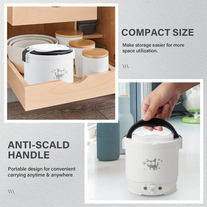 12V Rice Cooker for Car 1L Mini Rice Cooker with Steamer, White | 2Cup Portable Travel Rice Cooker for 1-2 People, Cooking Heating & Auto Keeping Warm Function, Used as an Electric Lunch Box7