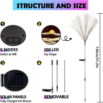 2-Pack Solar Firework Lights for outside Waterproof Garden Fairy Lights5