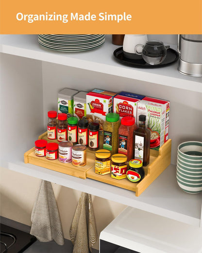 Spice Rack 3-Tier Natural Bamboo, Adjustable Cabinet Organizer Shelf7