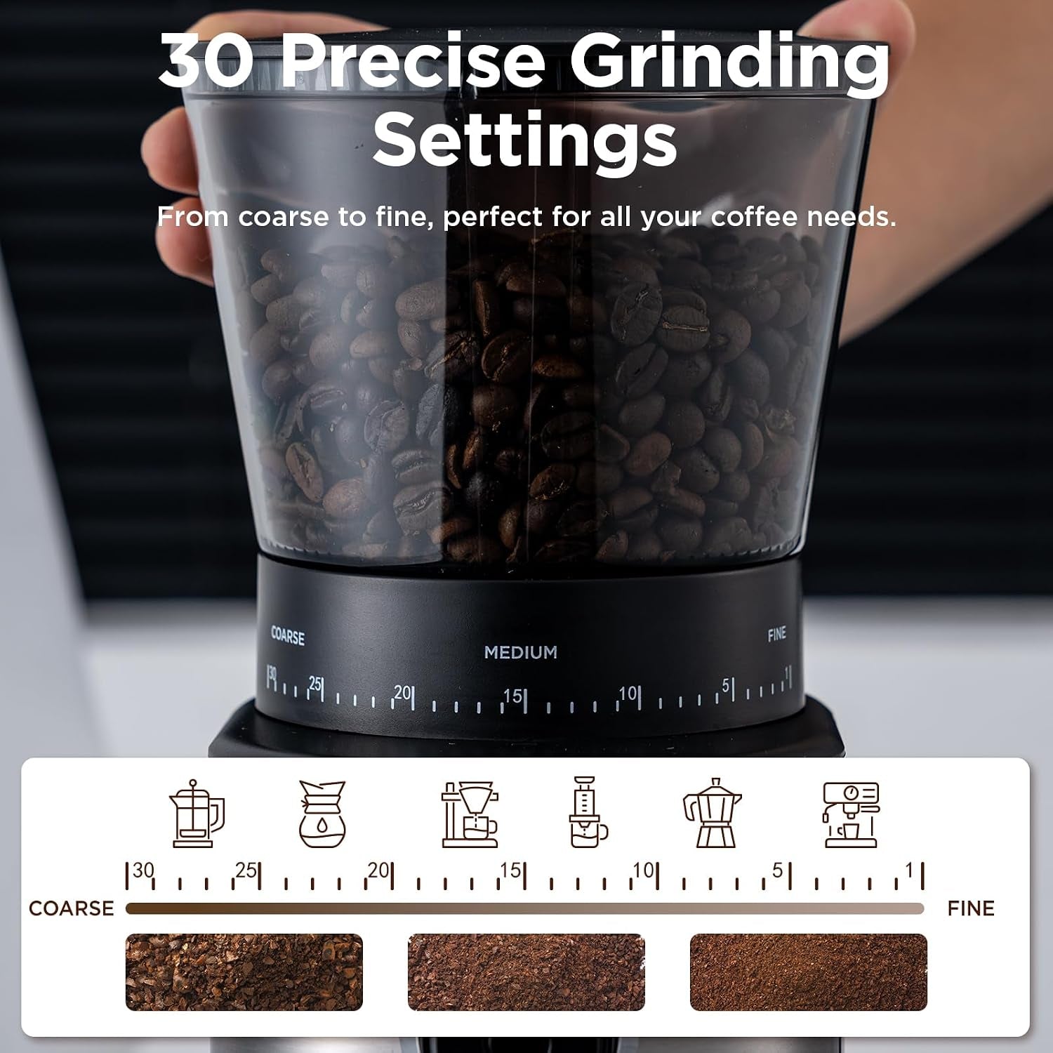 burr-coffee-grinder-electric-conical-coffee-bean-grinder-with-30-adjustable-grind-settings-for-2-12-cups-sliver-black