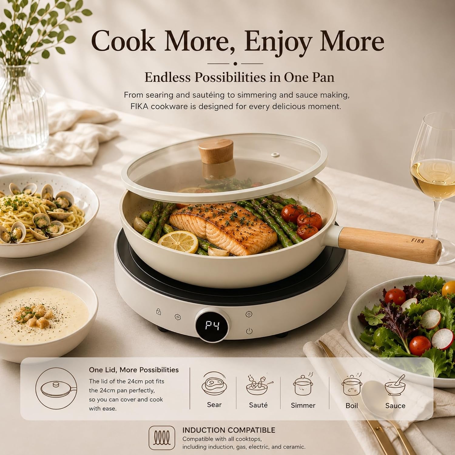 fika-5-piece-ceramic-coated-nonstick-pots-and-pans-set-with-glass-lids-18cm-saucepan-24cm-frying-pan-and-stockpot-natural-wood-accents-induction-compatible-cookware-made-in-korea